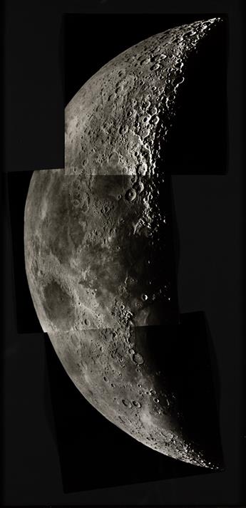 ADOLF VOIGT & HANS GIEBLER (active 1950s-2000s) An elegant series of 15 detailed photographs of the moon's surface on 5 panels, depict